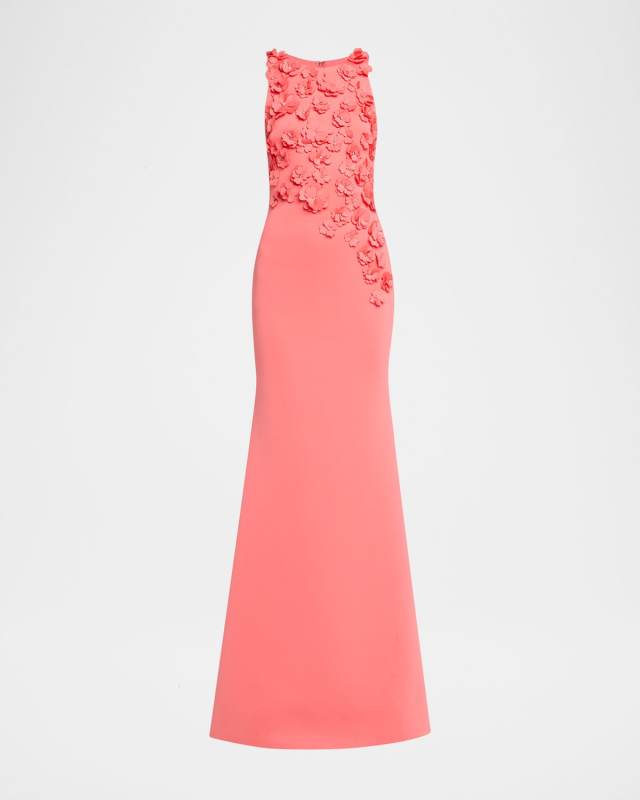 3D Floral Scuba Gown